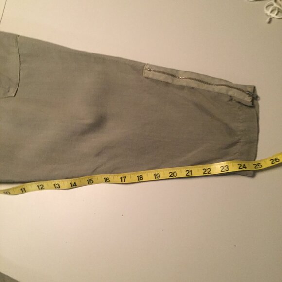 Linen High Waist Pleated Relax fit Tapered Ankle Pant sz 6-8 - Sage - Picture 12 of 13